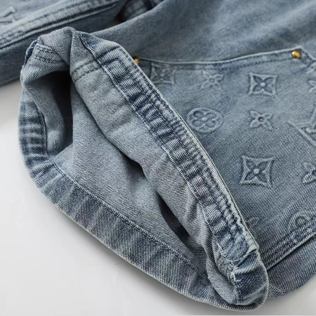 Embossed denim jacket