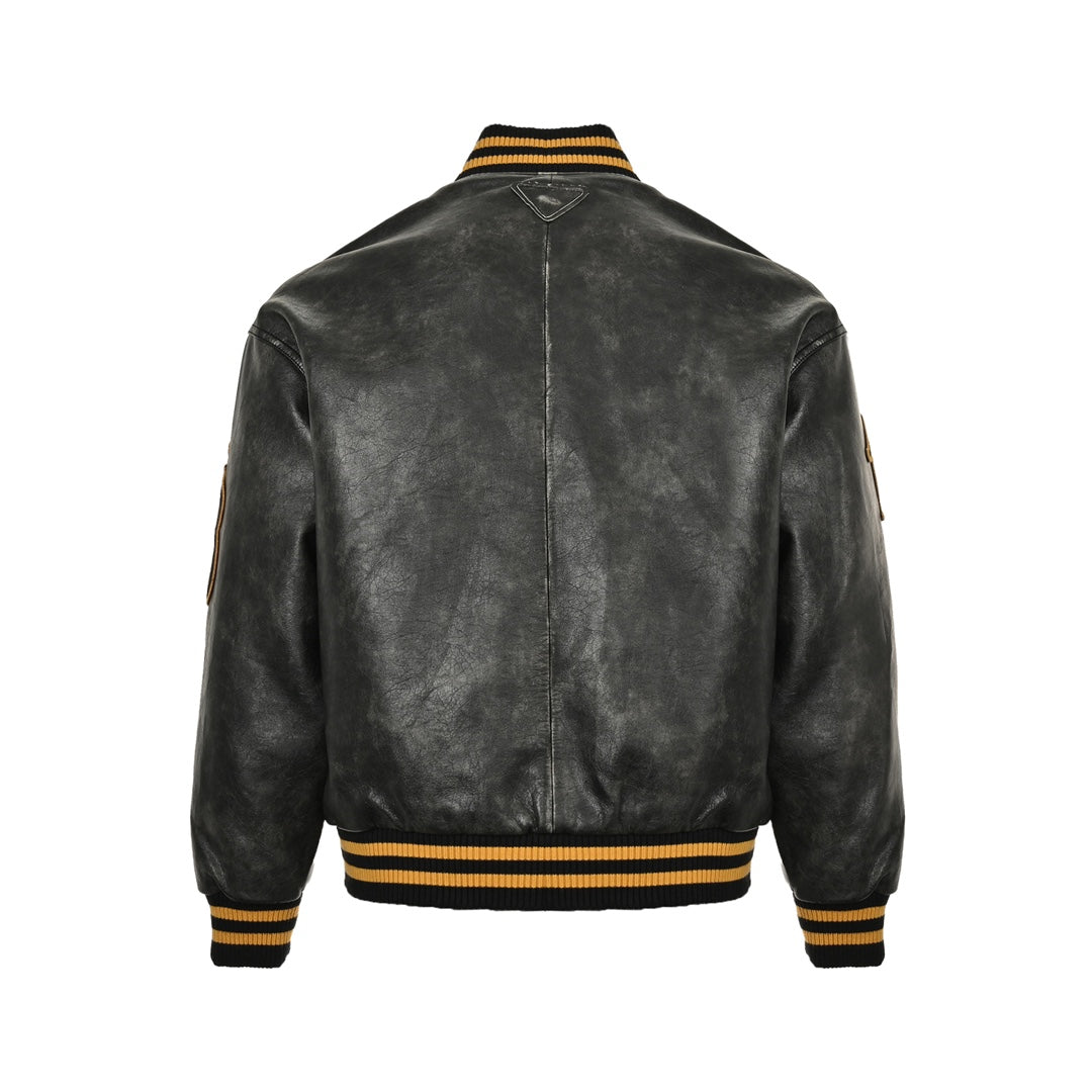 Leather bomber jacket