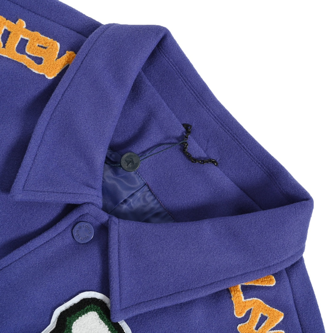 Towel embroidered letter frog baseball jacket