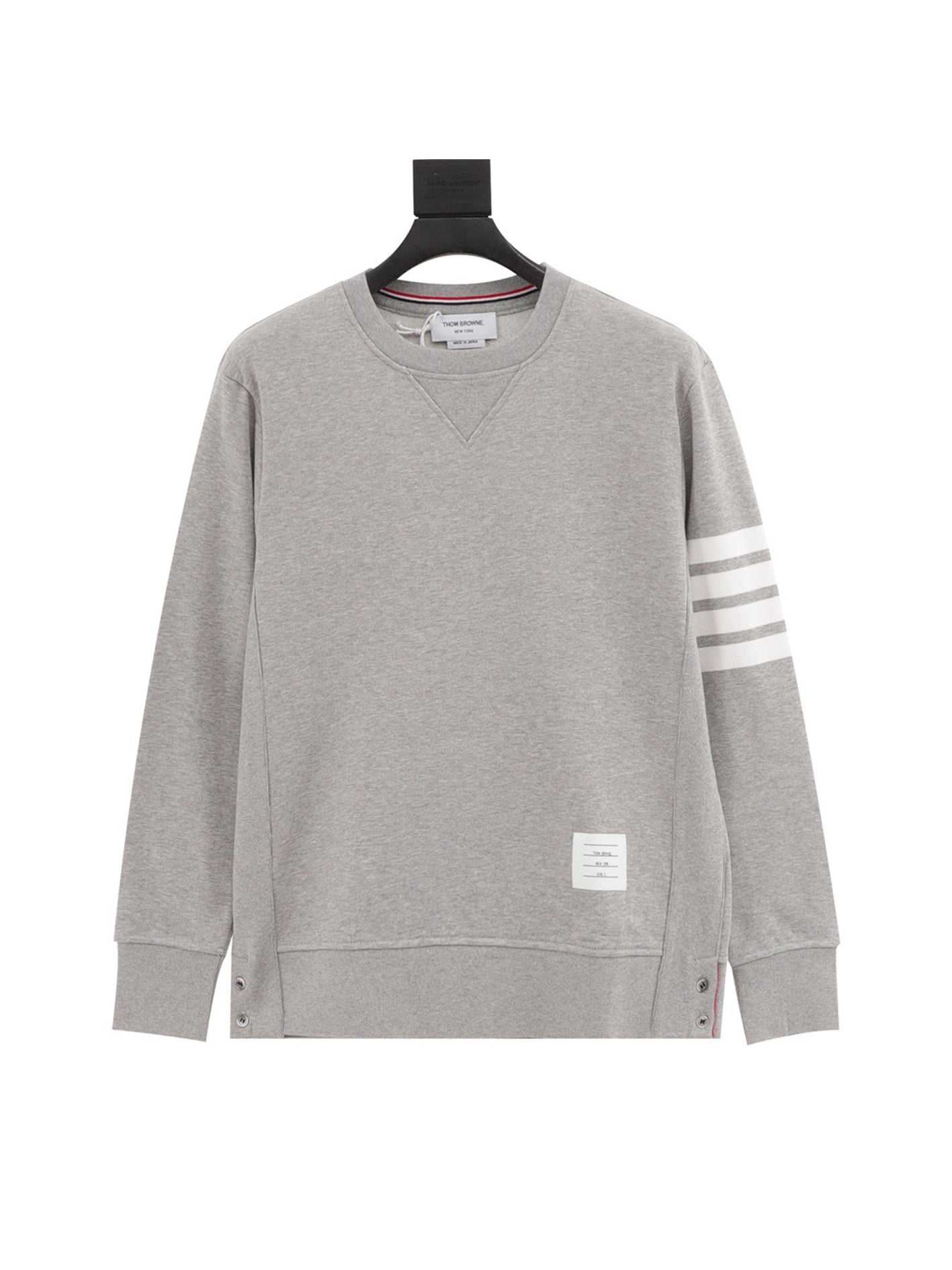 Four-bar crewneck sweater