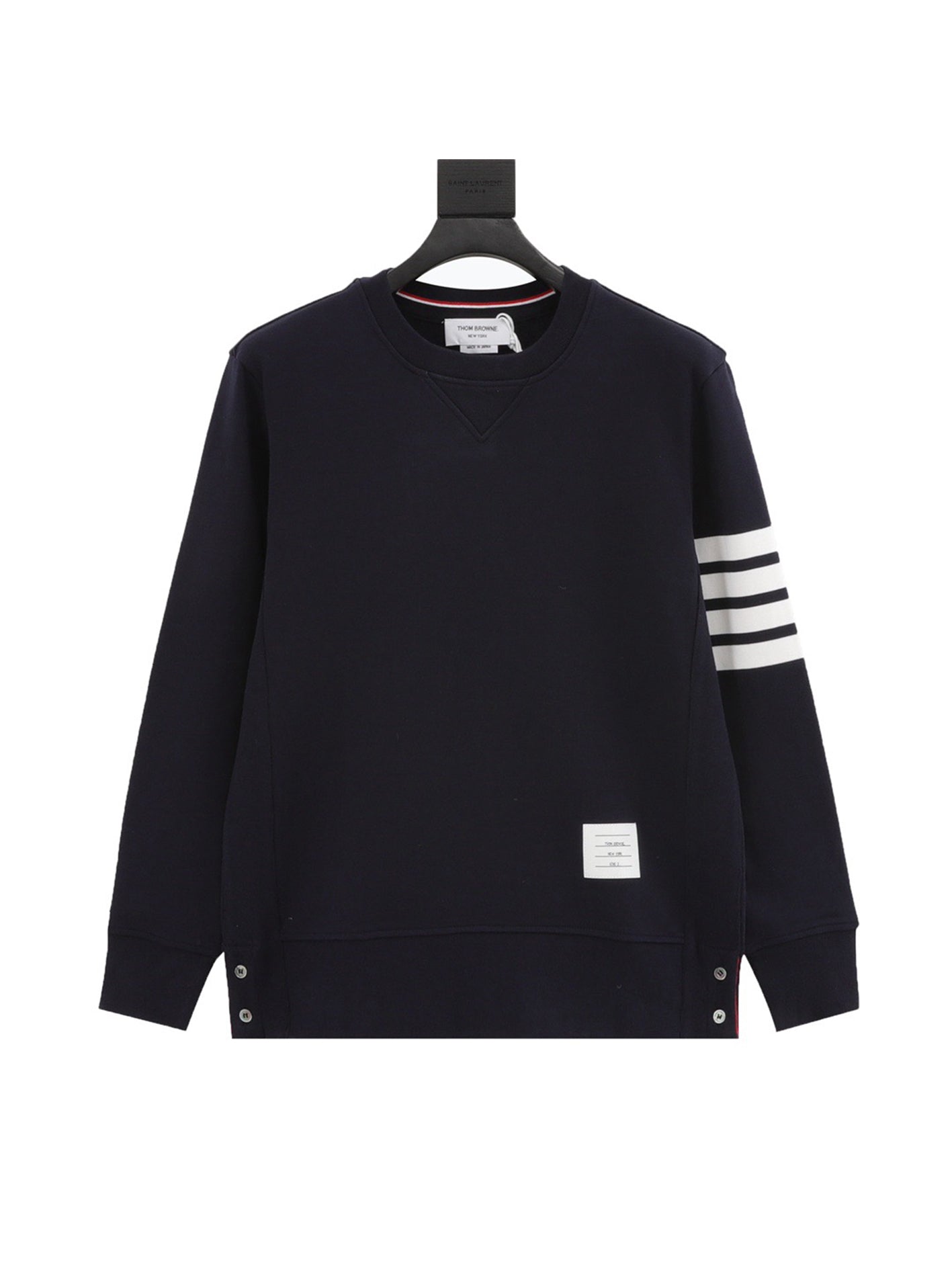 Four-bar crewneck sweater