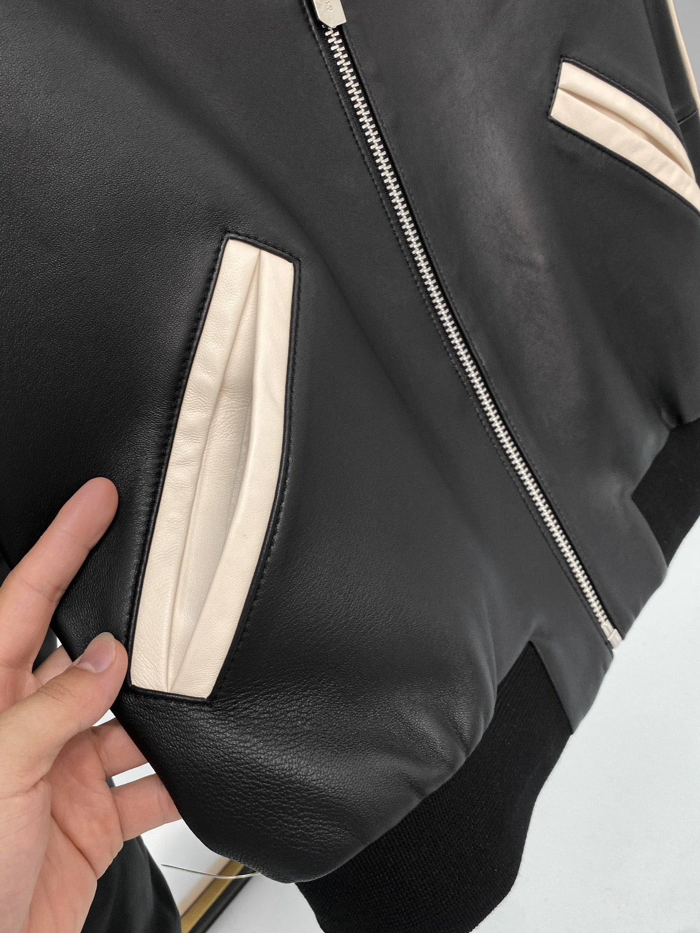 leather jacket with collar