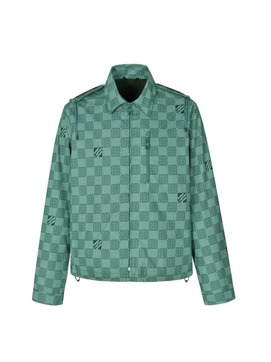 Green checkered hooded jacket