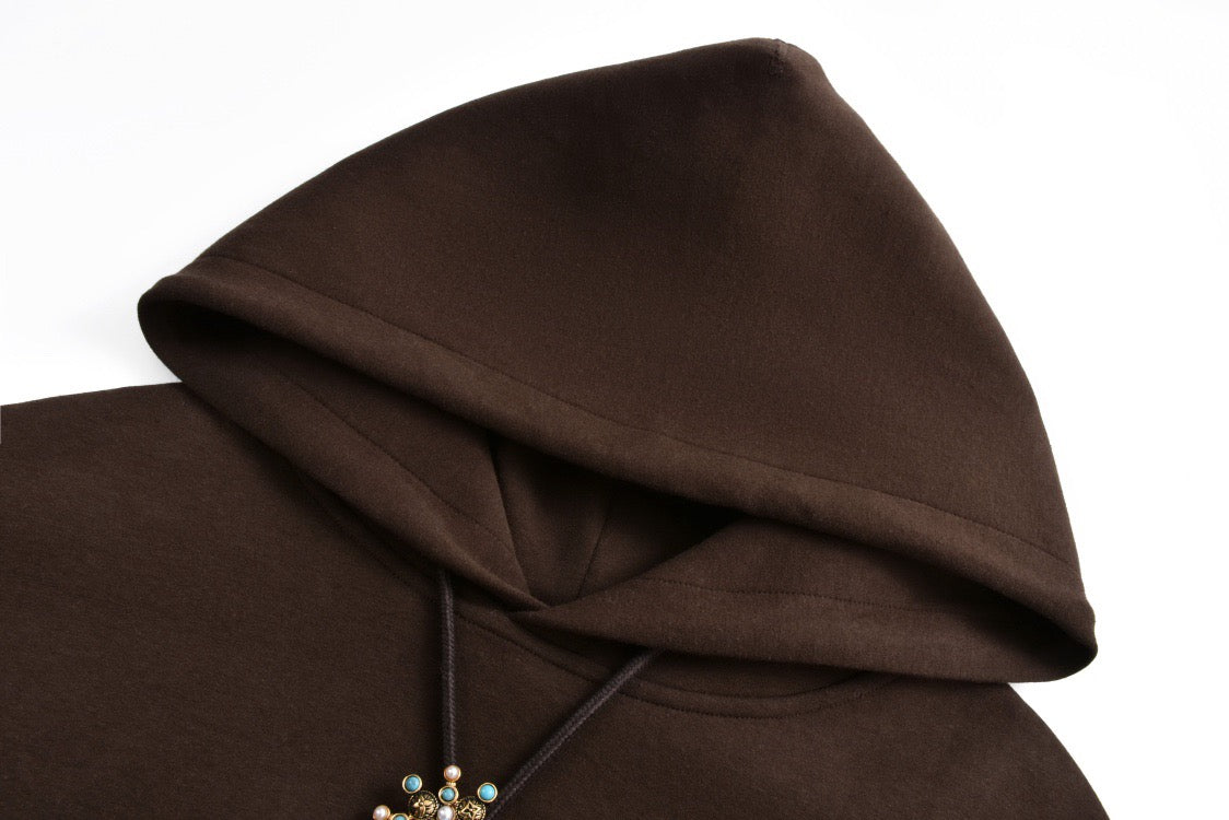 Turquoise hardware hooded sweatshirt