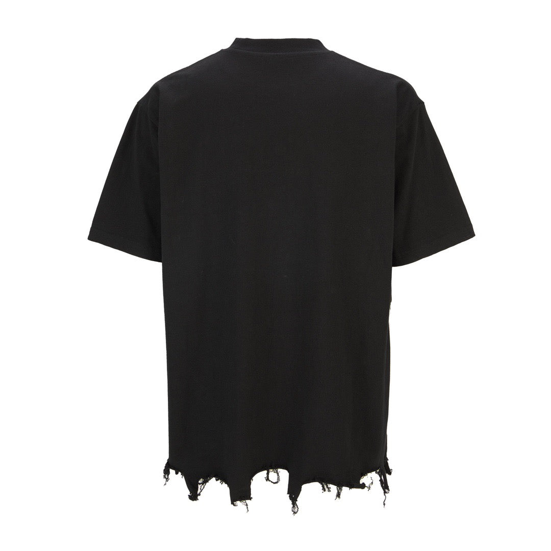 Short sleeves with fringe hem