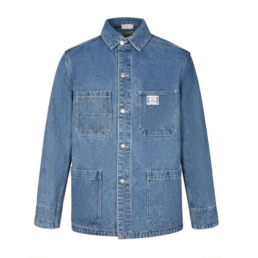 cannage embroidered denim jacket